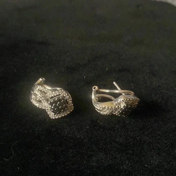 EUC Beautiful Earrings Stamped 925 with Black and White Diamonds - Picture 8 of 10